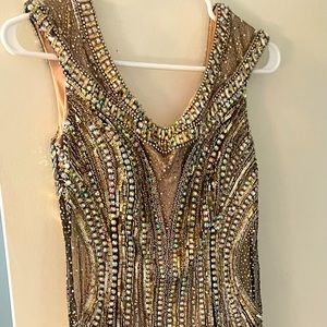 Evening gown With iridescent beading and Sequins sewn on